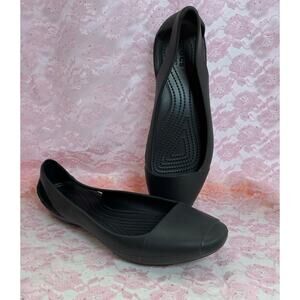CROCS Sienna Black slip-on iconic comfort ballerina flats great condition W9